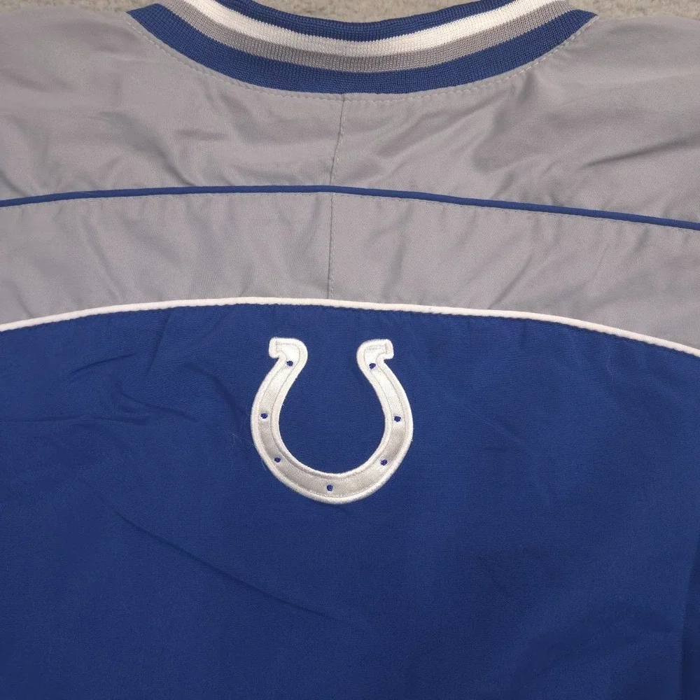NFL Colts Pullover Jacket Mens‎ Large Blue Gray Lined V Neck Windbreaker Vintage